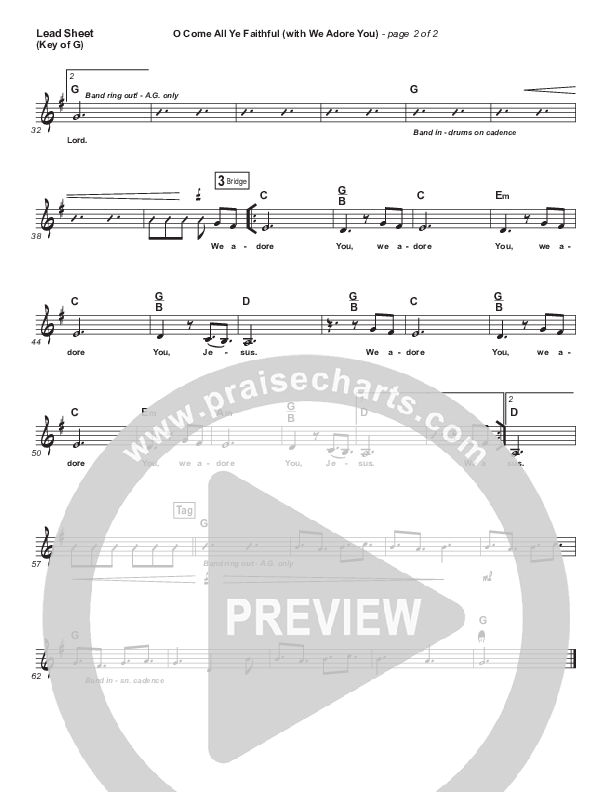 O Come All Ye Faithful (with We Adore You) Lead Sheet (Melody) (Paul Baloche)