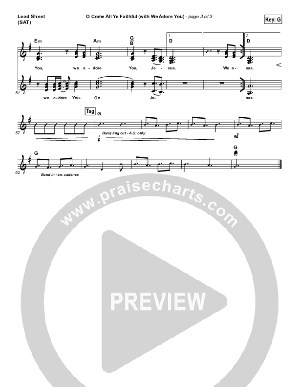 O Come All Ye Faithful (with We Adore You) Lead Sheet (SAT) (Paul Baloche)