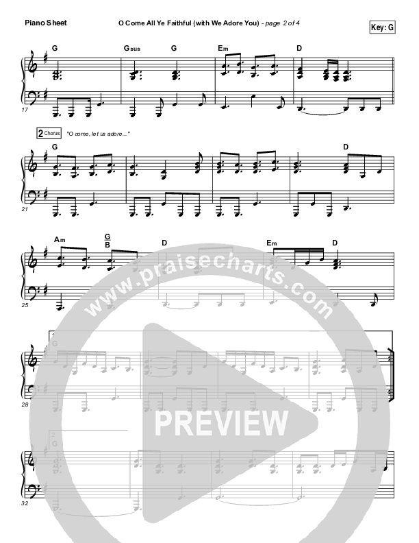 O Come All Ye Faithful (with We Adore You) Piano Sheet (Paul Baloche)
