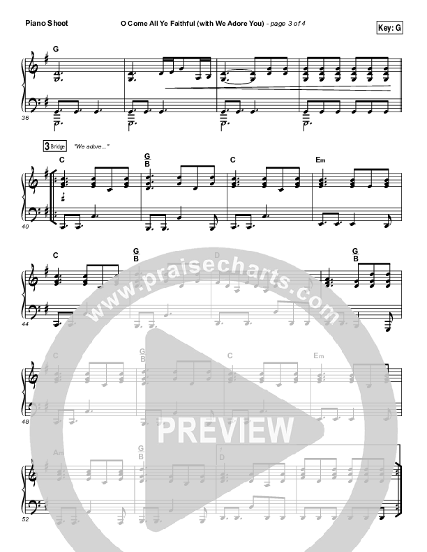 O Come All Ye Faithful (with We Adore You) Piano Sheet (Paul Baloche)