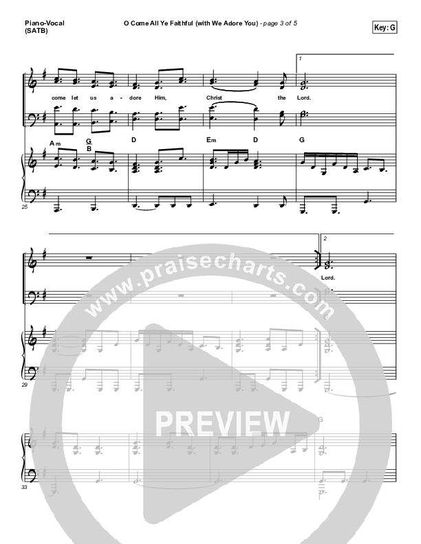 O Come All Ye Faithful (with We Adore You) Piano/Vocal (SATB) (Paul Baloche)