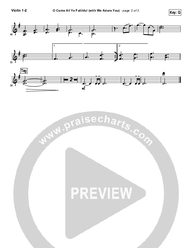 O Come All Ye Faithful (with We Adore You) Violin 1/2 (Paul Baloche)