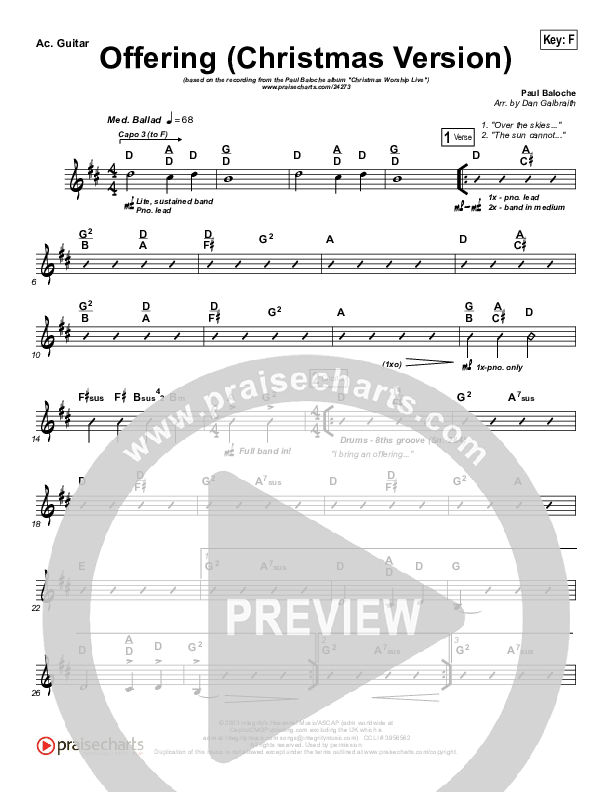 Offering (Christmas) Acoustic Guitar (Paul Baloche)