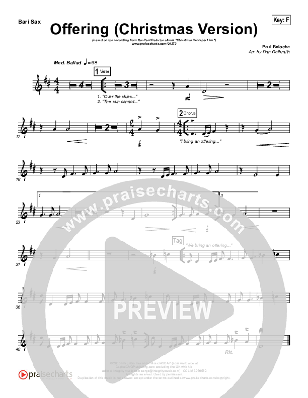 Offering (Christmas) Bari Sax (Paul Baloche)