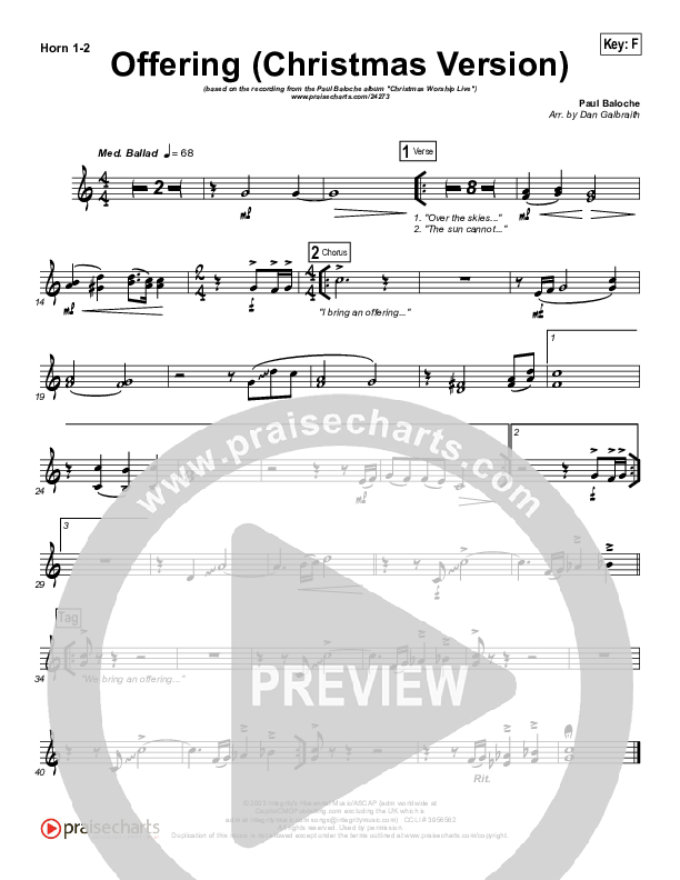 Offering (Christmas) French Horn 1/2 (Paul Baloche)