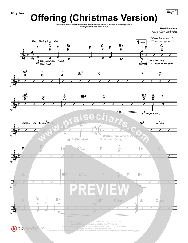 Offering (Christmas) Rhythm Chart (Paul Baloche)