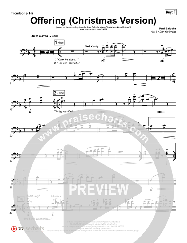 Offering (Christmas) Trombone 1/2 (Paul Baloche)