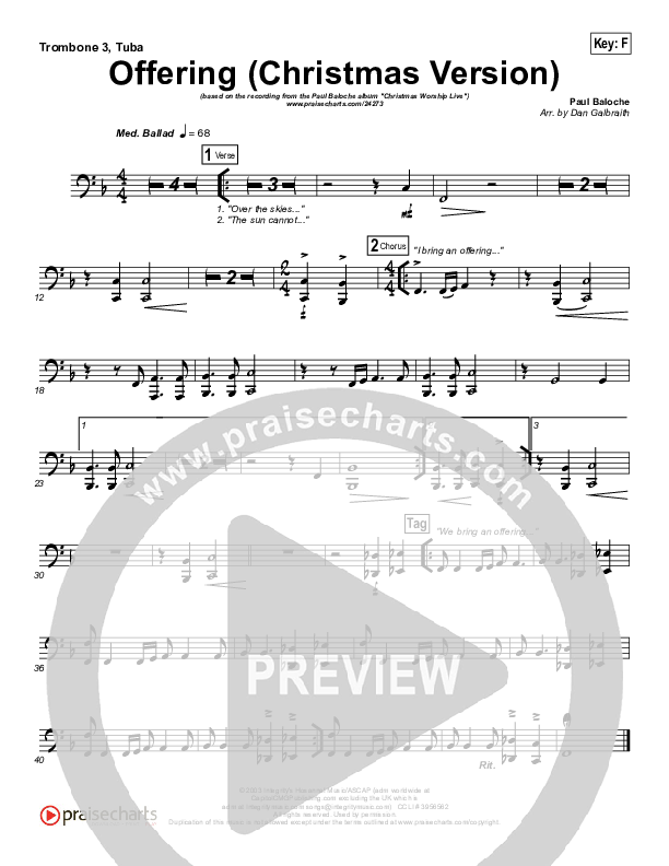 Offering (Christmas) Trombone 3/Tuba (Paul Baloche)