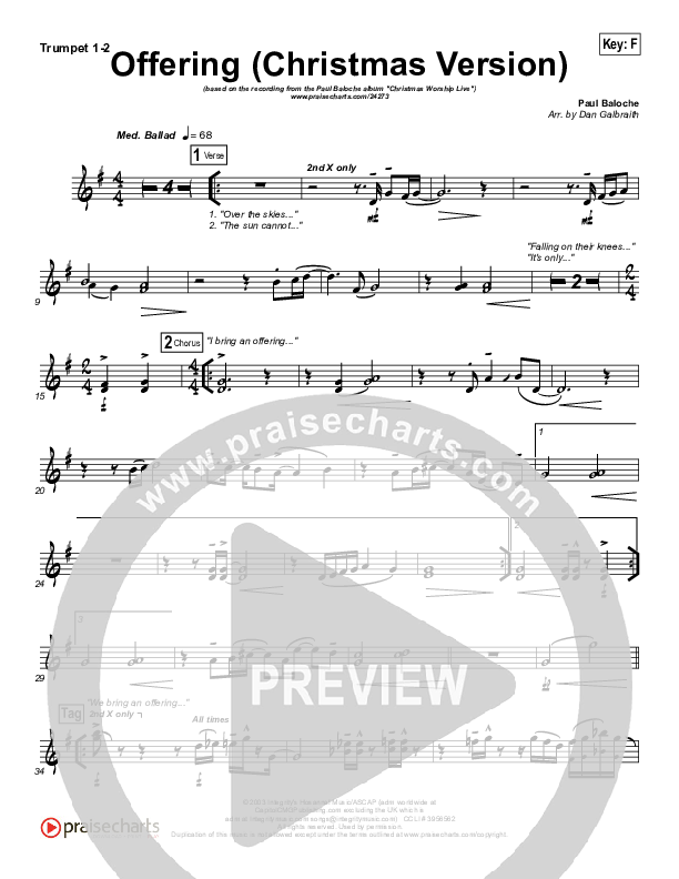 Offering (Christmas) Trumpet 1,2 (Paul Baloche)