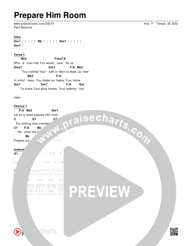 Prepare Him Room Chords & Lyrics (Paul Baloche)