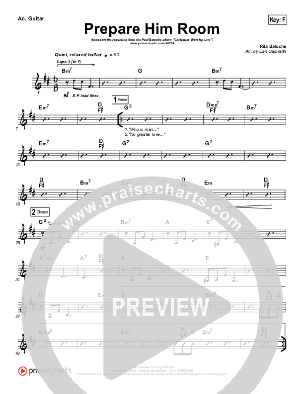 Prepare Him Room Acoustic Guitar (Paul Baloche)