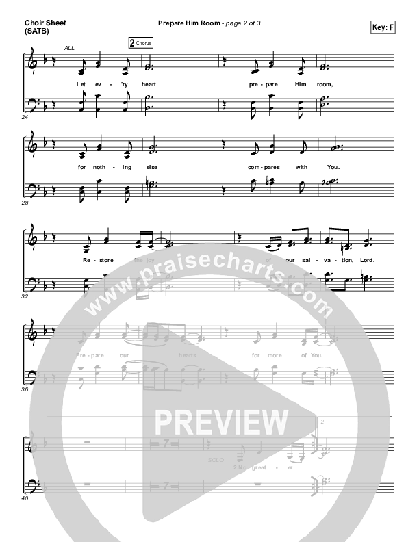 Prepare Him Room Choir Vocals (SATB) (Paul Baloche)