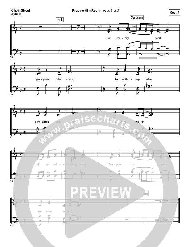 Prepare Him Room Choir Sheet (SATB) (Paul Baloche)