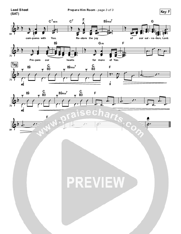 Prepare Him Room Lead Sheet (SAT) (Paul Baloche)