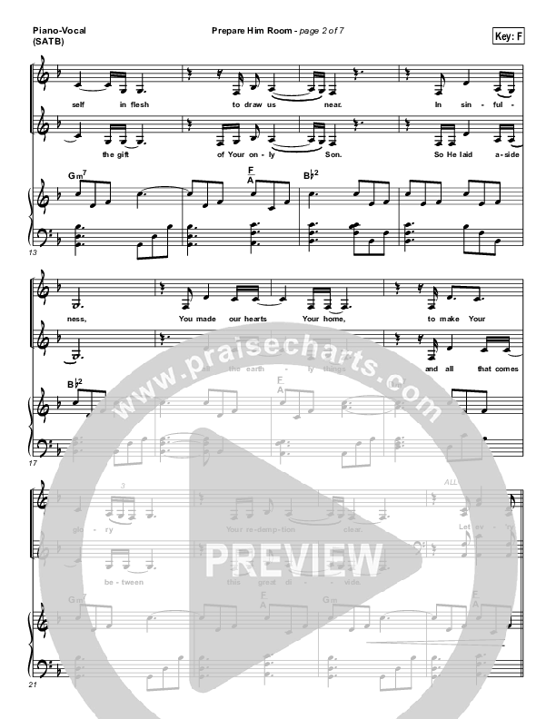 Prepare Him Room Piano/Vocal (SATB) (Paul Baloche)