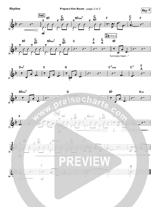 Prepare Him Room Rhythm Chart (Paul Baloche)