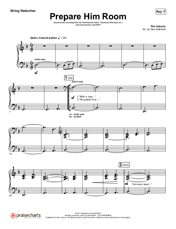 Prepare Him Room String Pack (Paul Baloche)