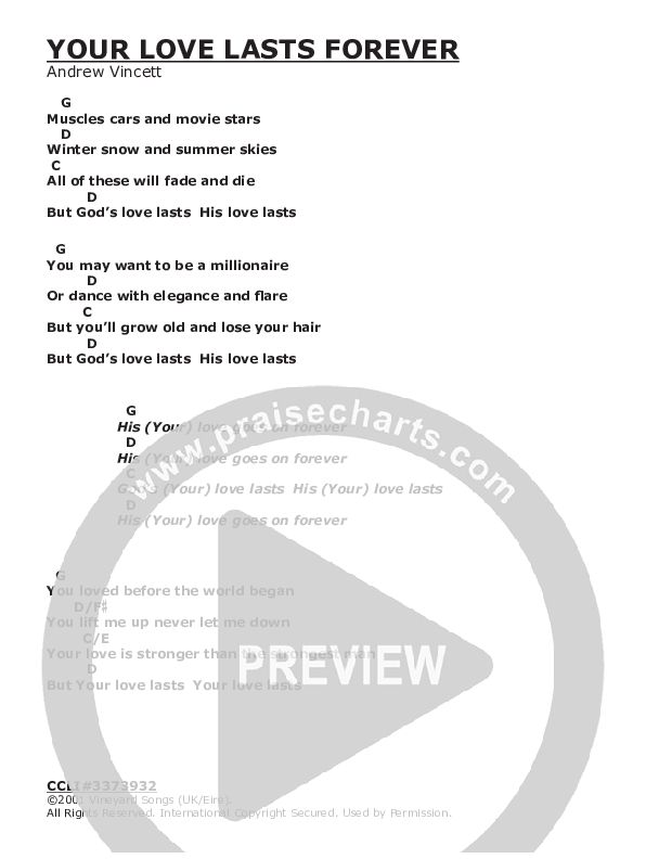 Your Love Lasts Forever Chords & Lyrics (Vineyard UK)