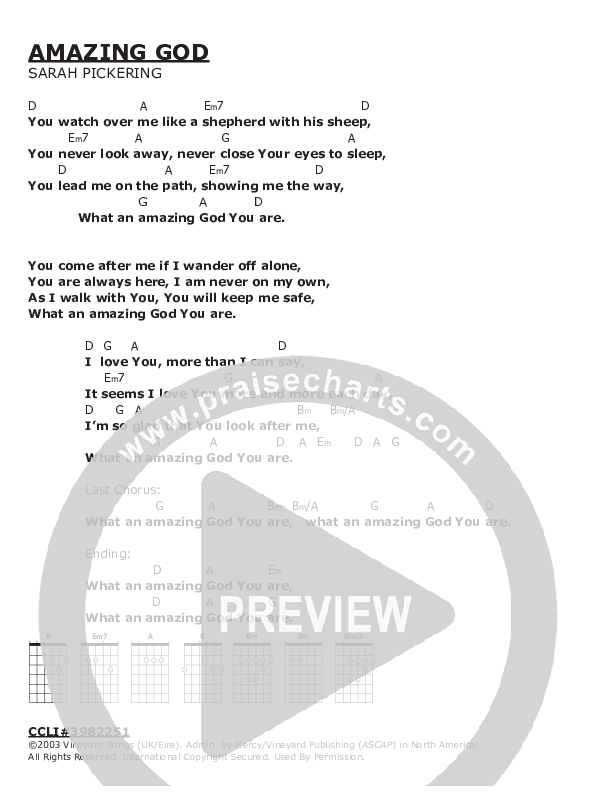 Amazing God Chords & Lyrics (Vineyard UK)