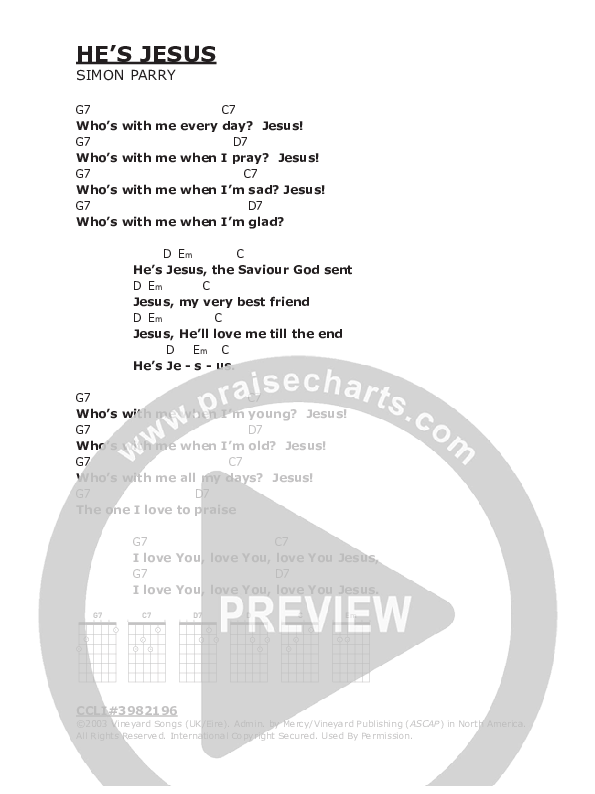 He's Jesus Chords & Lyrics (Vineyard UK)