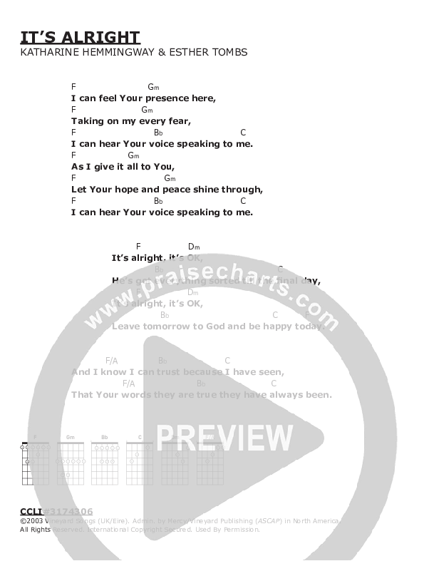 It's Alright Chords & Lyrics (Vineyard UK)