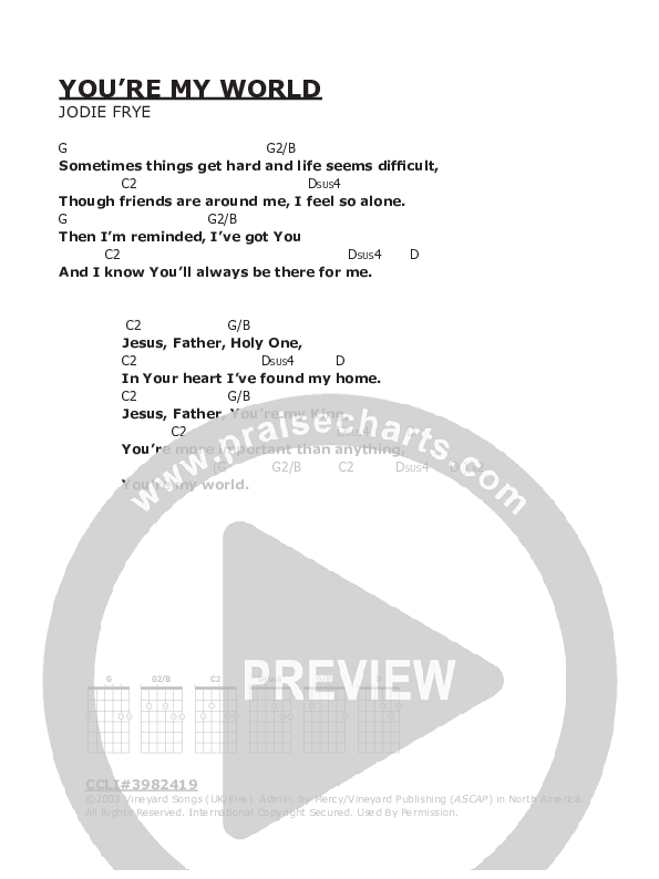You're My World Chords & Lyrics (Vineyard UK)