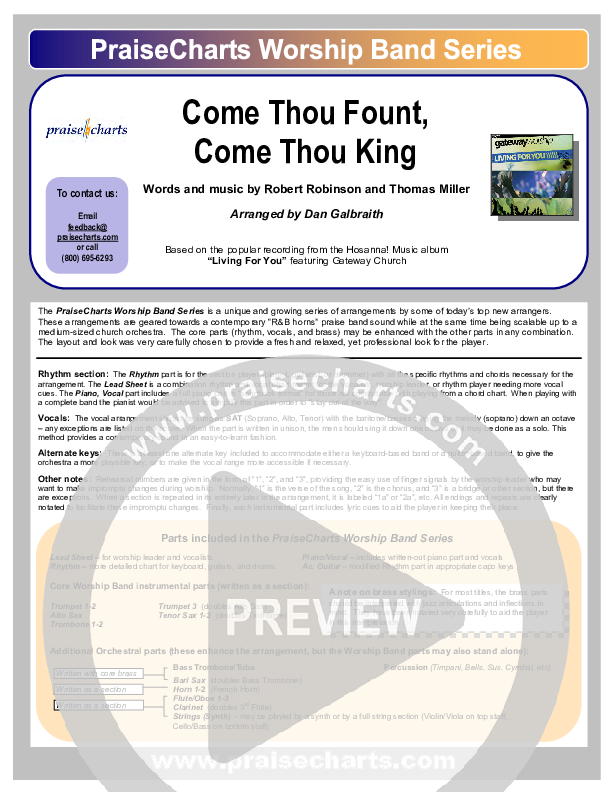 Come Thou Fount Come Thou King Cover Sheet (Gateway Worship)
