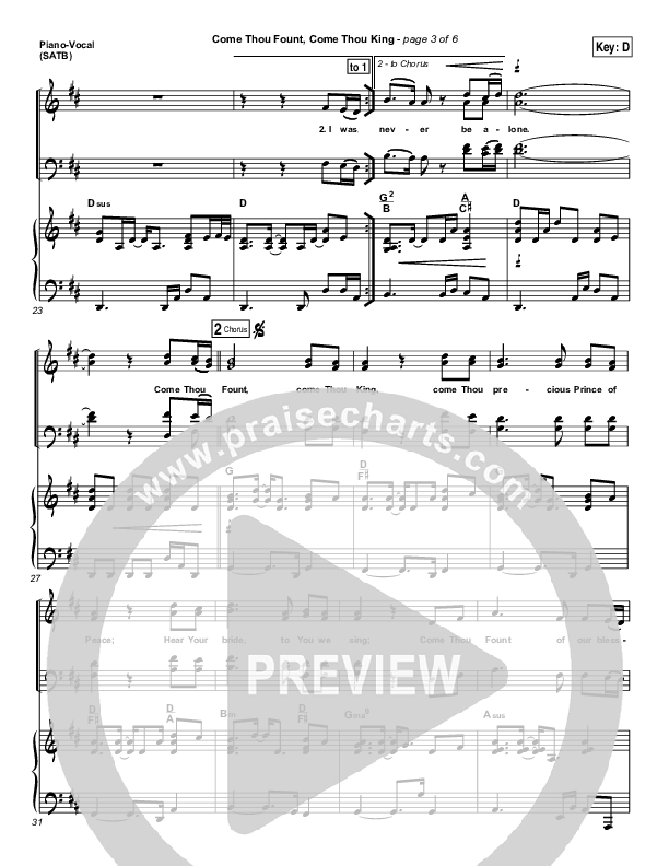 Come Thou Fount Come Thou King Piano/Vocal (SATB) (Gateway Worship)