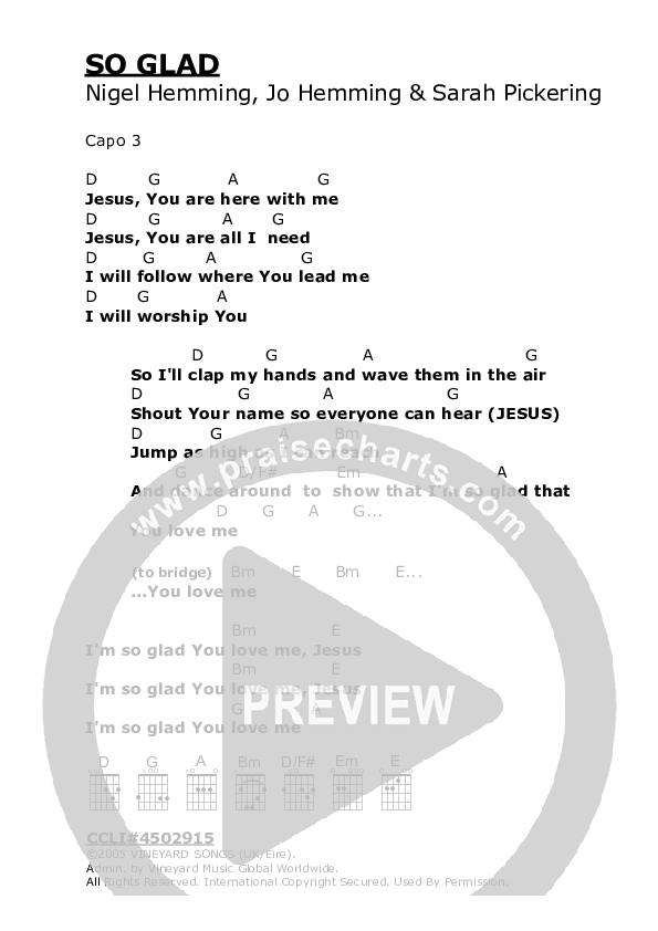 So Glad Chords & Lyrics (Vineyard UK)
