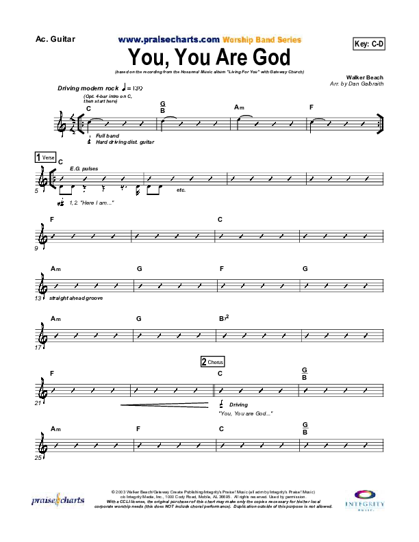 You You Are God Acoustic Guitar (Gateway Worship)