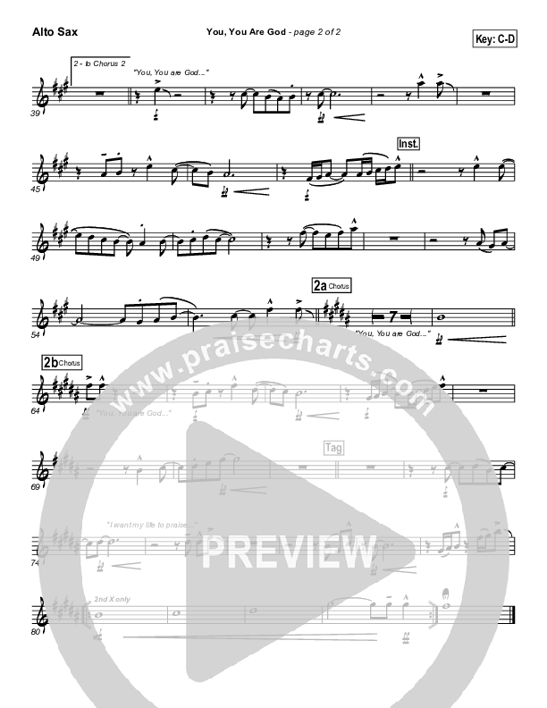 You You Are God Alto Sax (Gateway Worship)