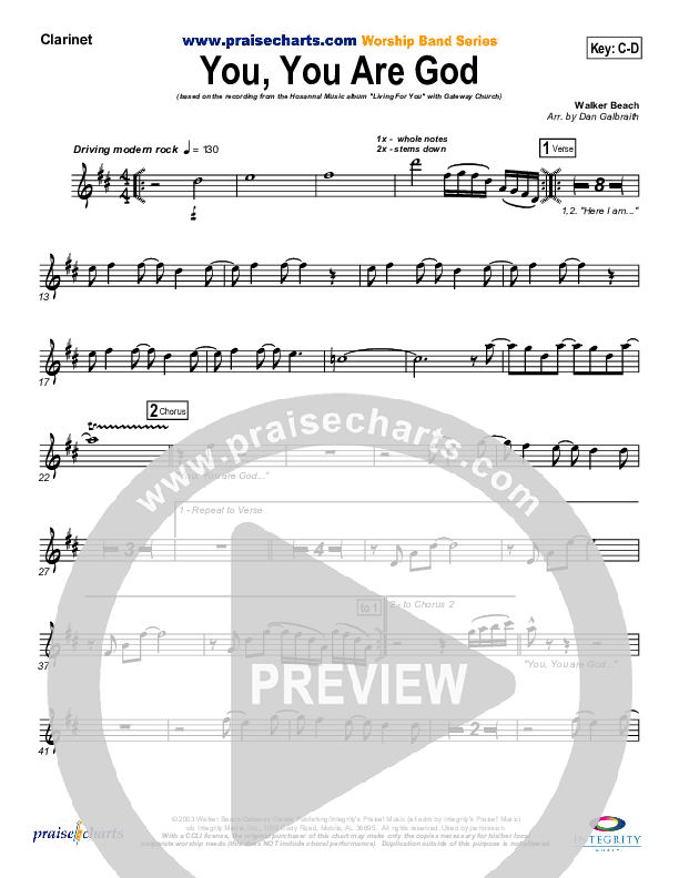 You You Are God Clarinet (Gateway Worship)