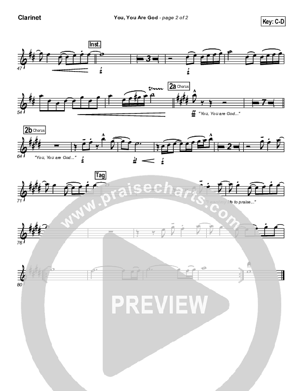 You You Are God Clarinet (Gateway Worship)