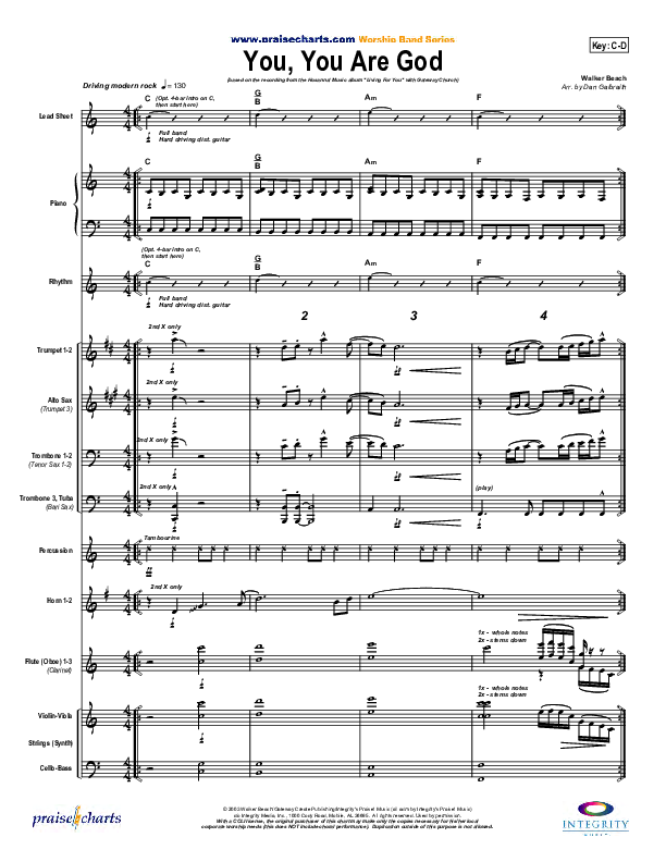 You You Are God Conductor's Score (Gateway Worship)