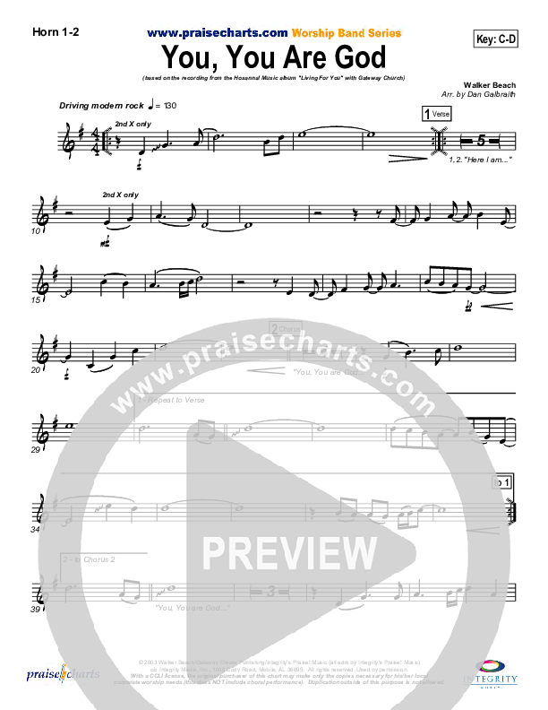 You You Are God French Horn 1/2 (Gateway Worship)