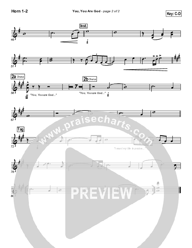 You You Are God French Horn 1/2 (Gateway Worship)