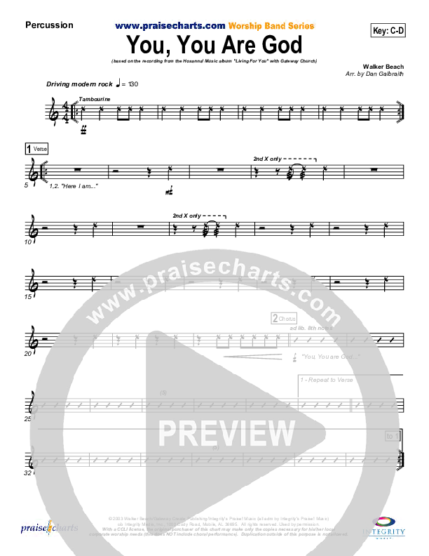 You You Are God Percussion (Gateway Worship)