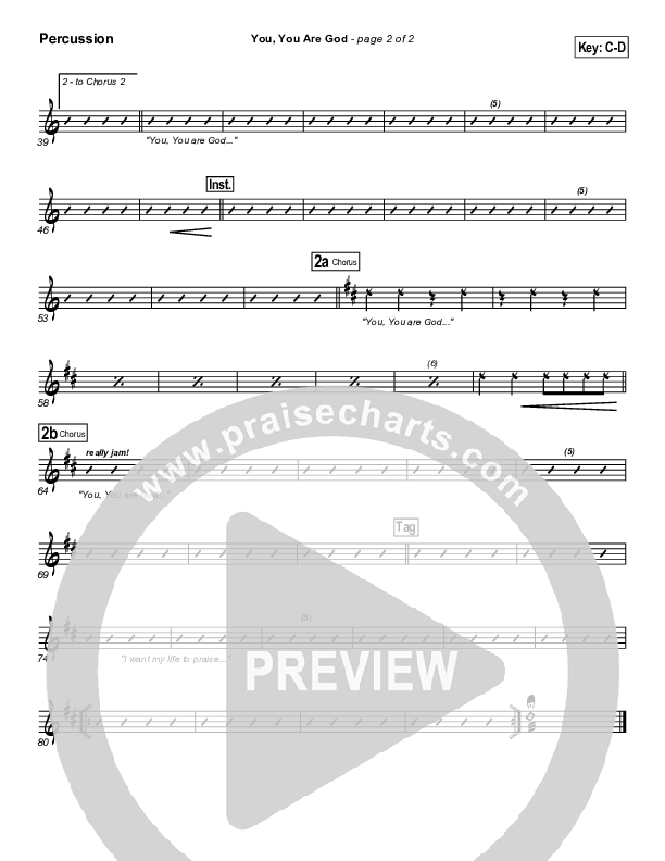 You You Are God Percussion (Gateway Worship)