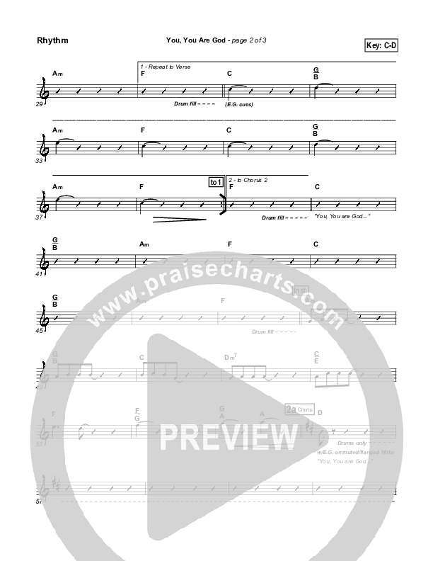 You You Are God Rhythm Chart (Gateway Worship)