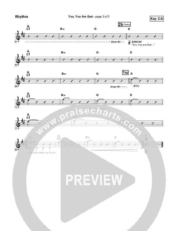 You You Are God Rhythm Chart (Gateway Worship)
