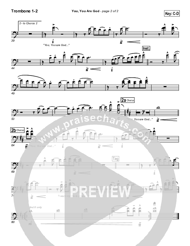 You You Are God Trombone 1/2 (Gateway Worship)