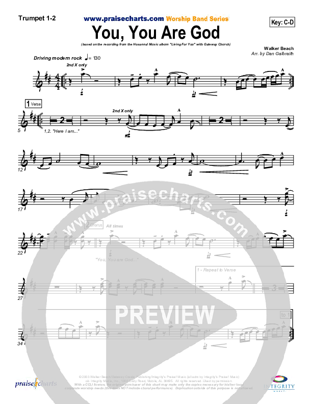 You You Are God Trumpet 1,2 (Gateway Worship)