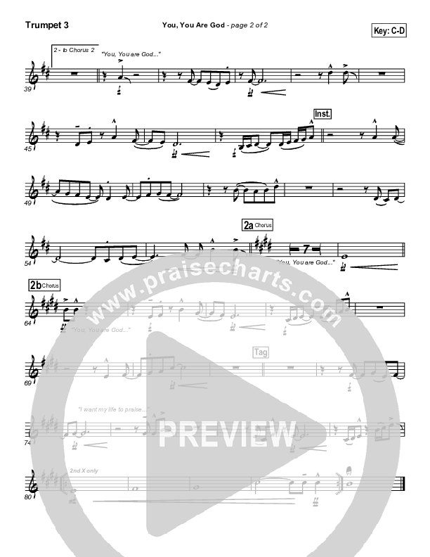 You You Are God Trumpet 3 (Gateway Worship)