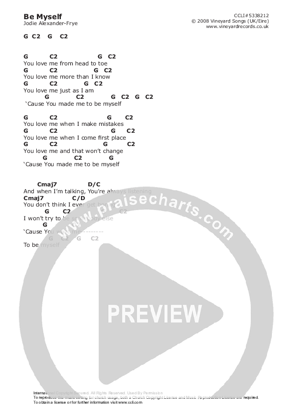 Be Myself Chords & Lyrics (Vineyard UK)