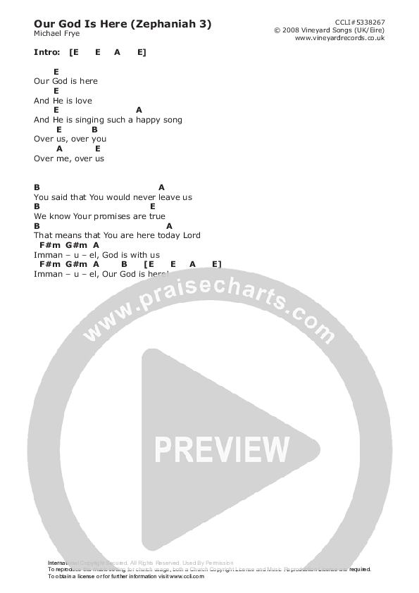 Our God Is Here Chords & Lyrics (Vineyard UK)