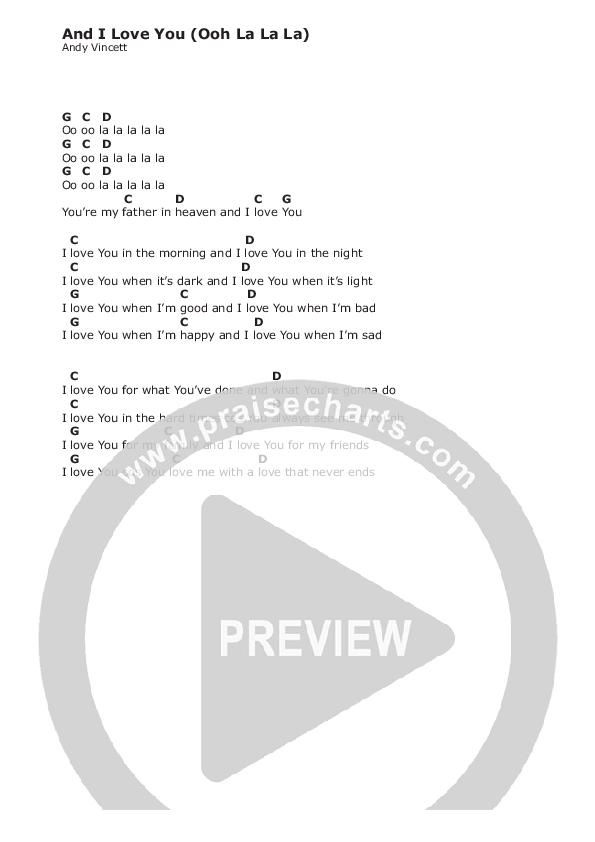 And I Love You Chords & Lyrics (Vineyard UK)