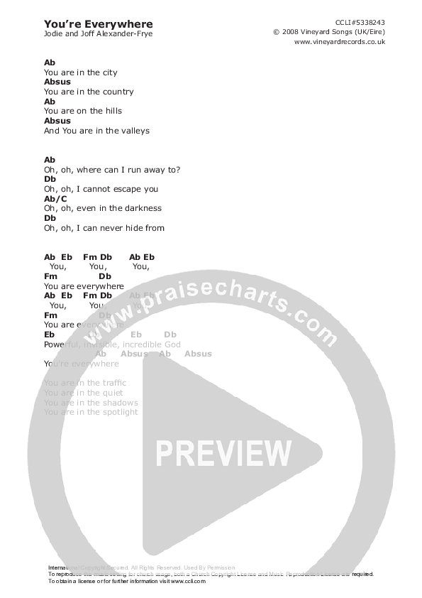 You're Everywhere Chords & Lyrics (Vineyard UK)