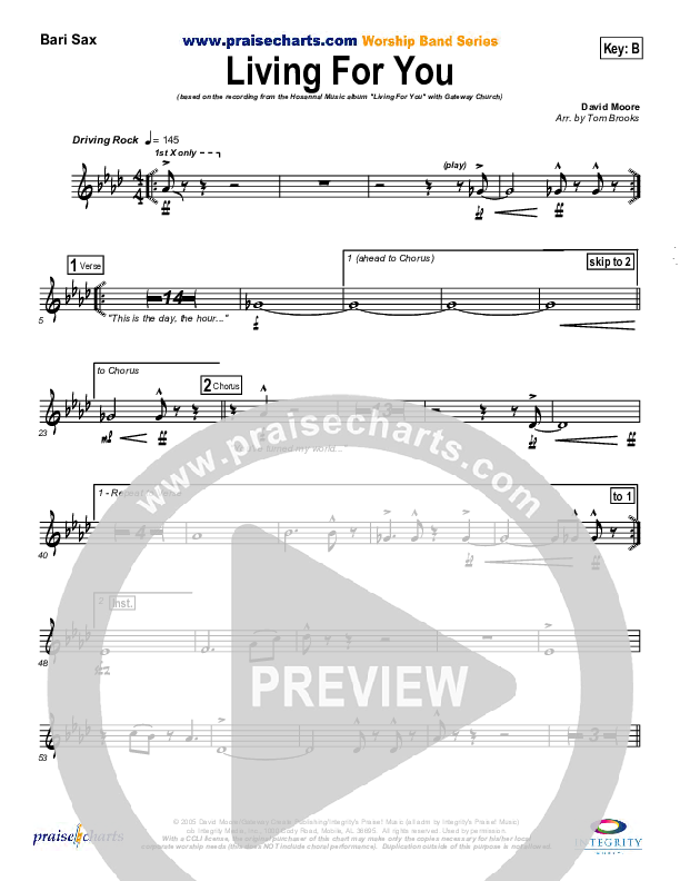 Living For You Bari Sax (Gateway Worship)