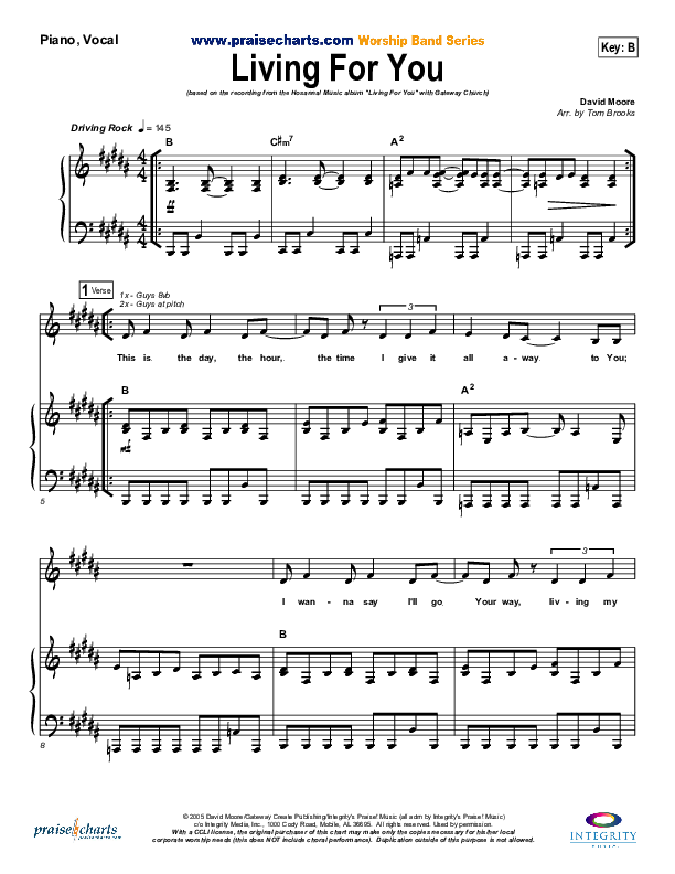 Living For You Lead & Piano (Gateway Worship)