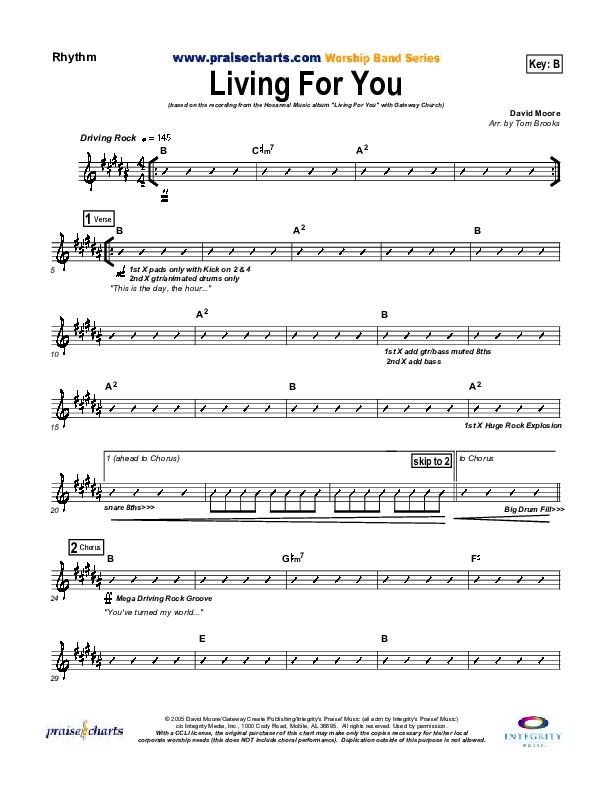 Living For You Rhythm Chart (Gateway Worship)